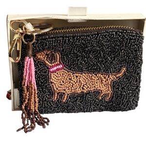 🤎🔹️Sincerely Jules 🔹️brown Dachshund Beaded Pouch/ Dog Tassel Coin Purse